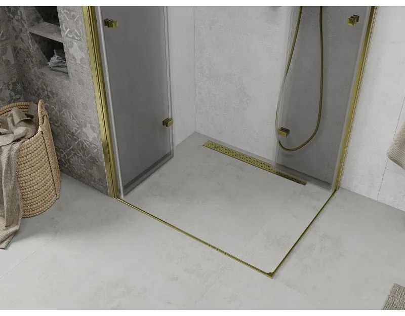 Mexen Lima Duo, sprchový kút 100 (dvere) x 90 (dvere) cm, 6mm číre sklo, zlatý profil, 856-100-090-50-00-02