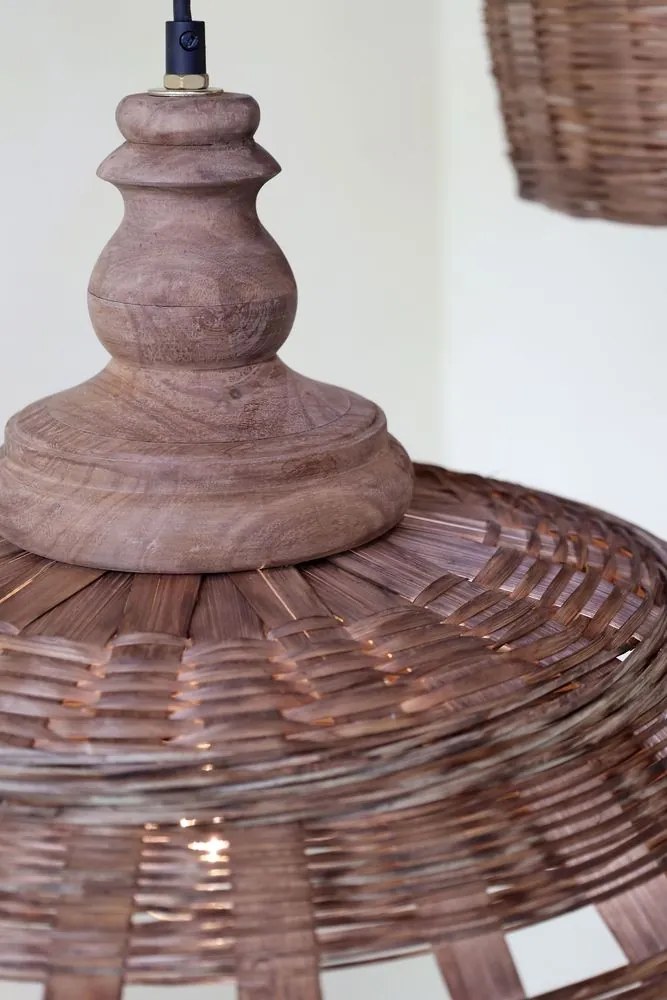 Prírodné antik závesné svetlo lampa z prúteného ratanu - Ø 31*38cm/ E27/ 25W