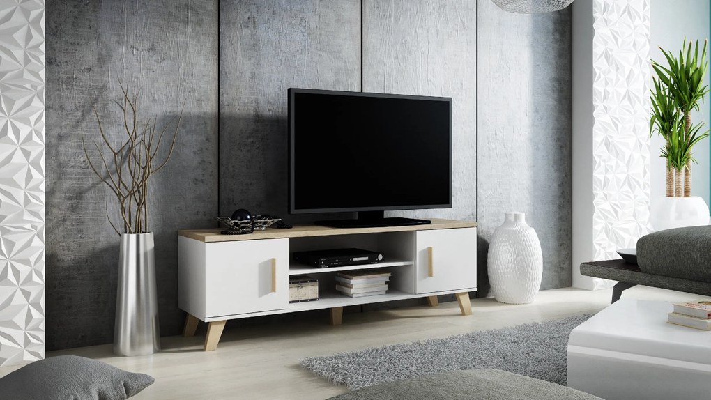 Cama TV stolík Lotus - biela, 160 cm
