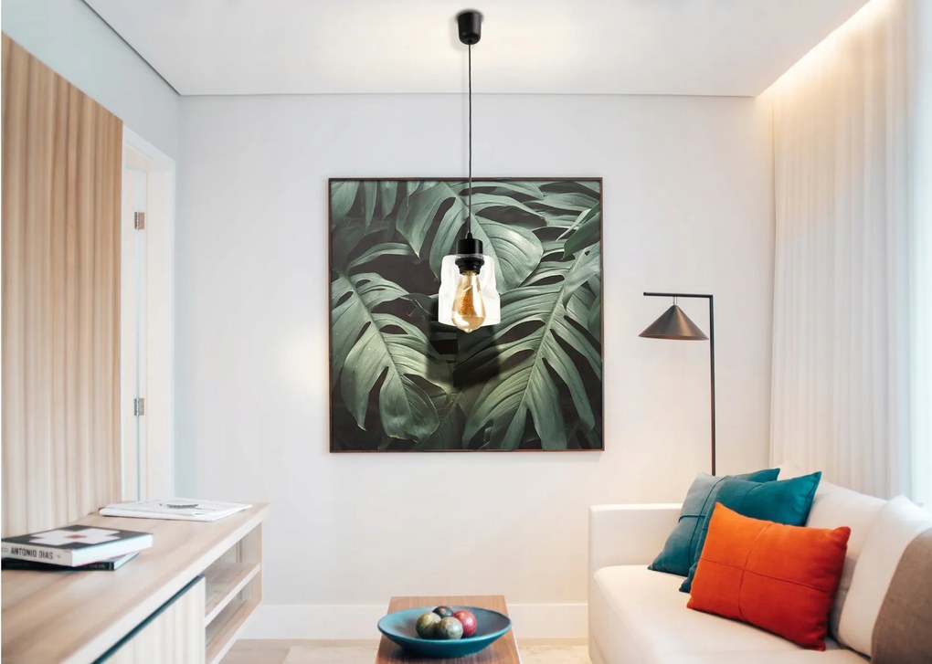 BERGE Závesné stropné svietidlo, LED E27 luster, sklo, rolovacie, priehľadné