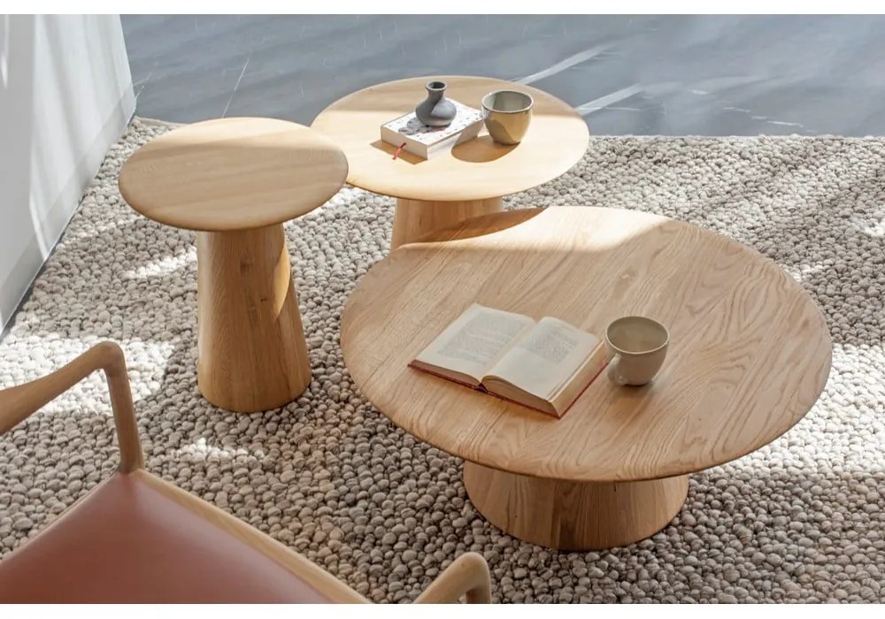 Okrúhly odkladací stolík z dubového dreva ø 40 cm Mushroom – Gazzda