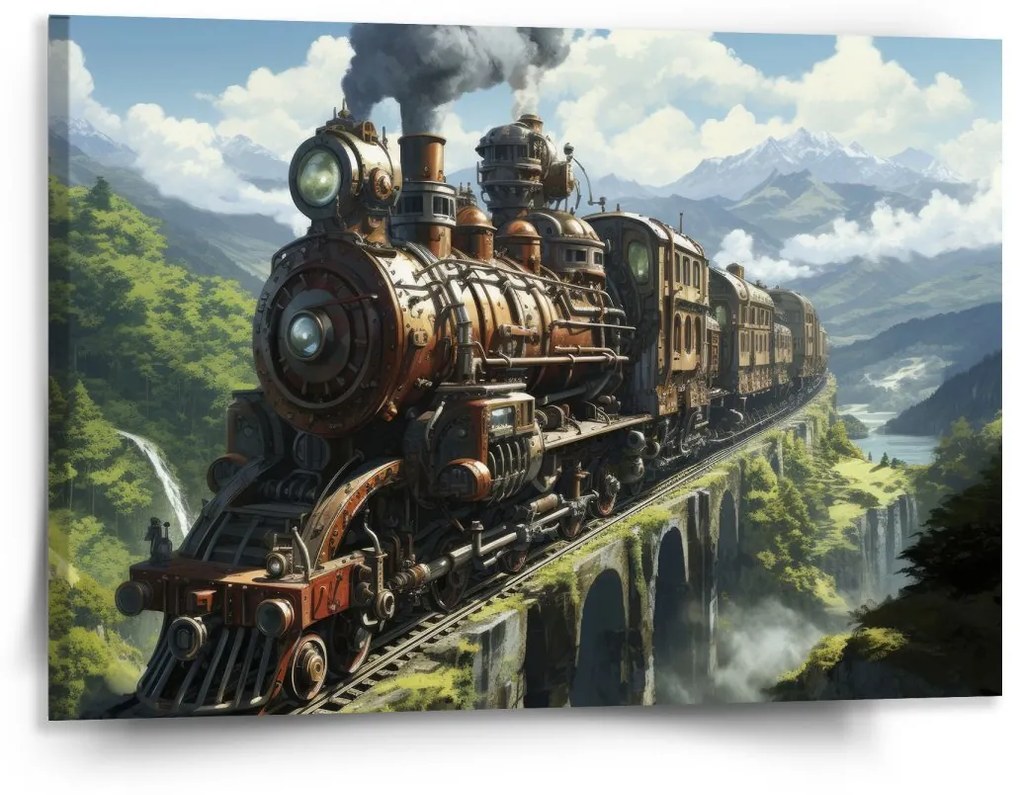 Sablio Obraz Parná lokomotíva na viadukte - 150x110 cm
