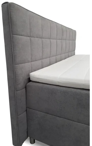 Elektrická polohovateľná čalúnená posteľ s matracmi a topperom HELEN 180x200 cm sivá