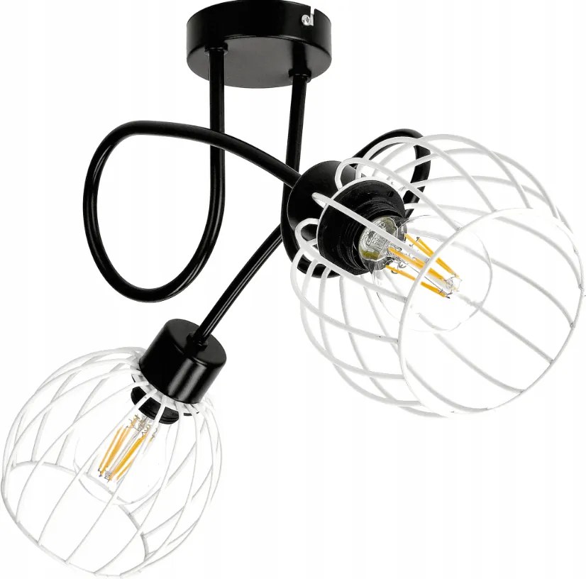 Stropná lampa LOFT s oblúkovým efektom 2xe27 sphere biela
