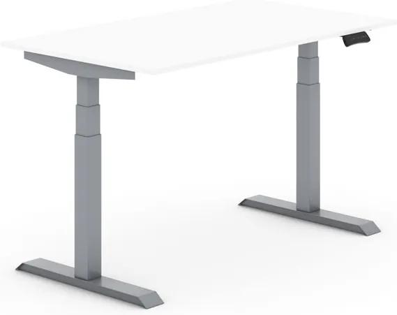 Výškovo nastaviteľný stôl, elektrický, 1400 x 800 mm, biela