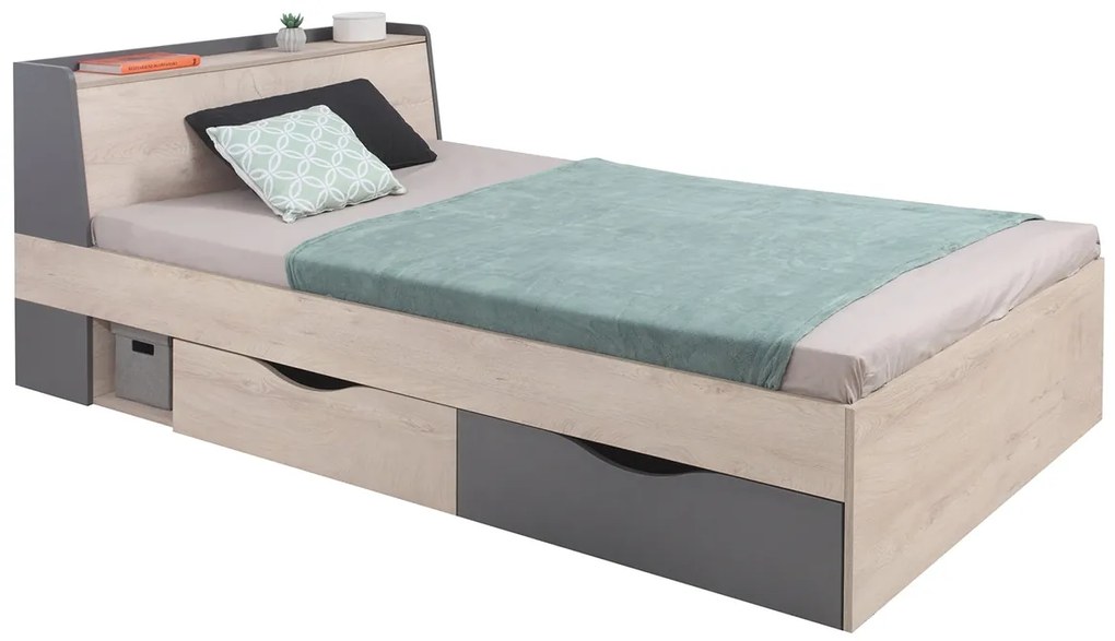 Mládežnícka posteľ 120 x 200 Delta DL14 L/P - dub / antracit - Meblar