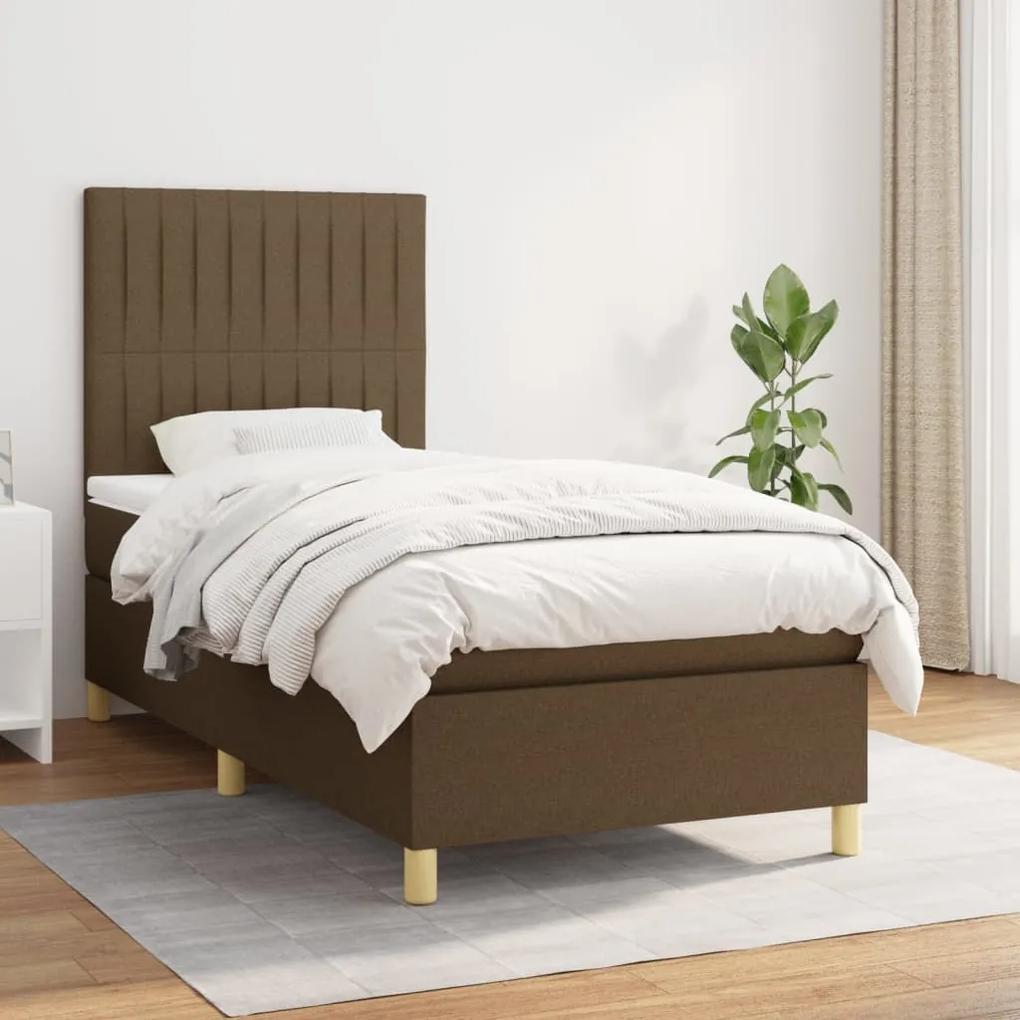 Boxspring posteľ s matracom tmavohnedá 100x200 cm látka 3142476