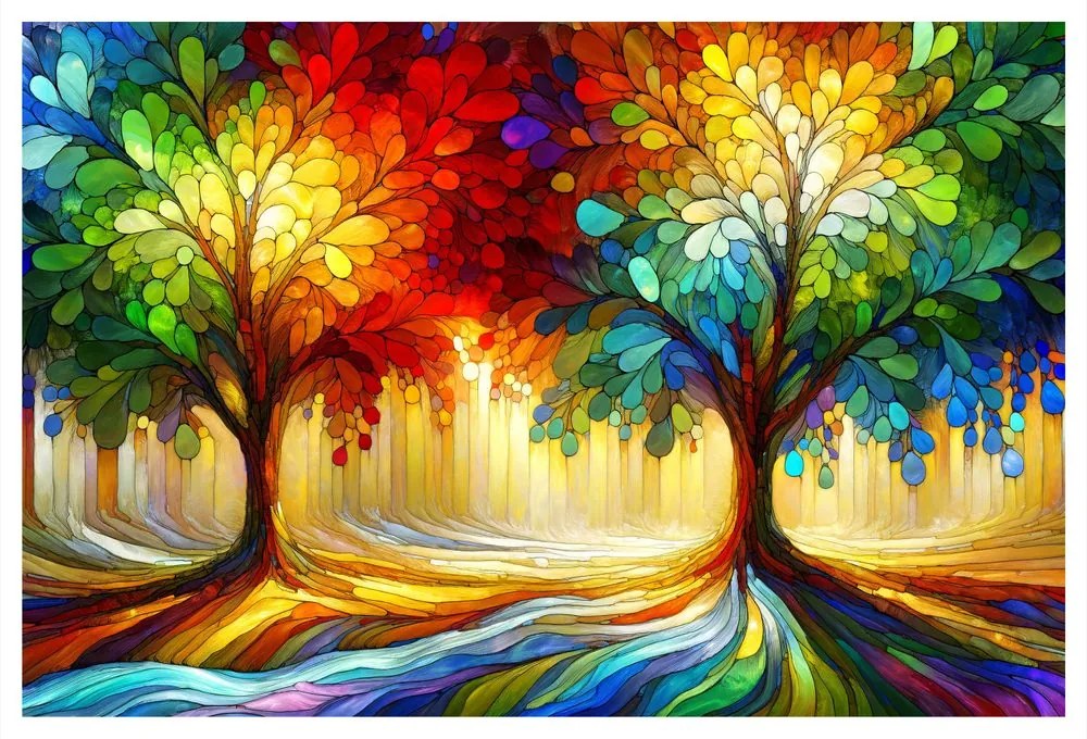 Obraz farebný strom života v lese