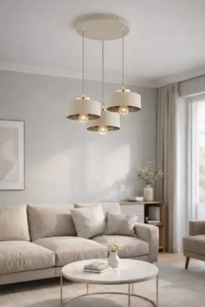 Brilagi - Luster na lankách SPRING 3xE27/60W/230V béžová/zlatá