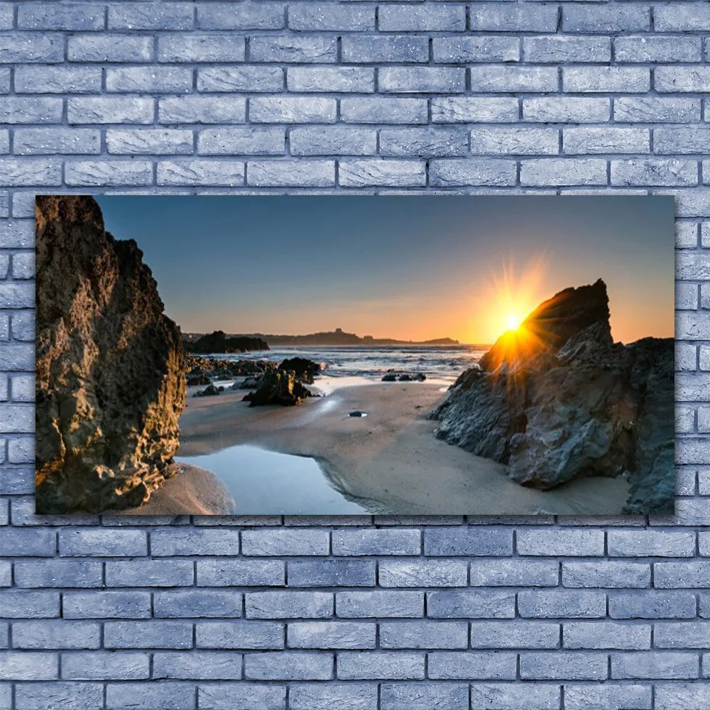 Obraz plexi Skala pláž slnko krajina 120x60 cm