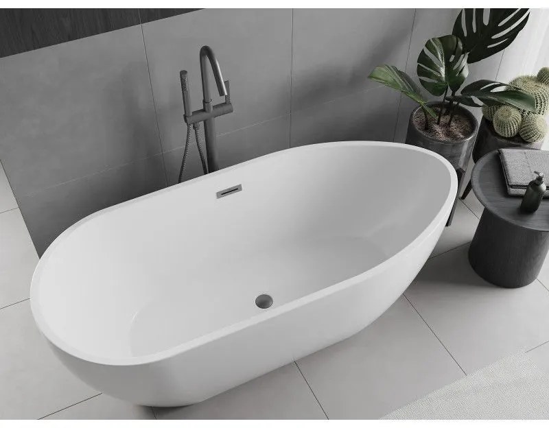 Mexen Eos, voľne stojaca vaňa 150 x 75 cm, biela, grafitový prepad, 52471507500-66