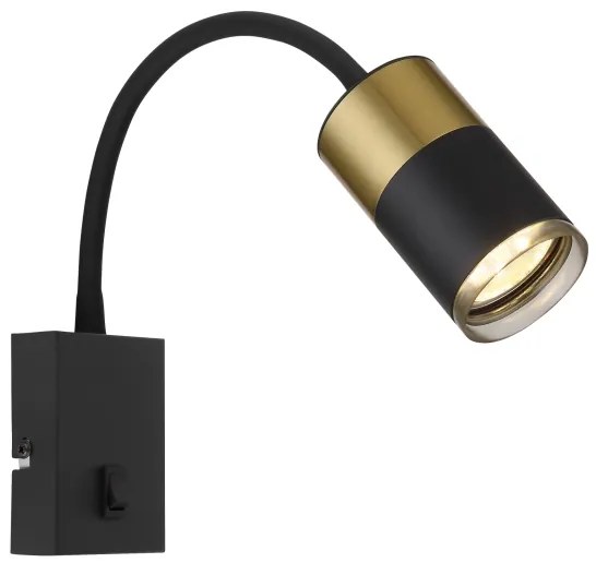 Globo 57850W - Nástenné bodové svietidlo BRISBON 1xGU10/25W/230V čierna/zlatá