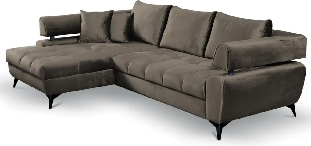 Rohová sedacia súprava Paris, blatistá hnedá látka, ľavý roh