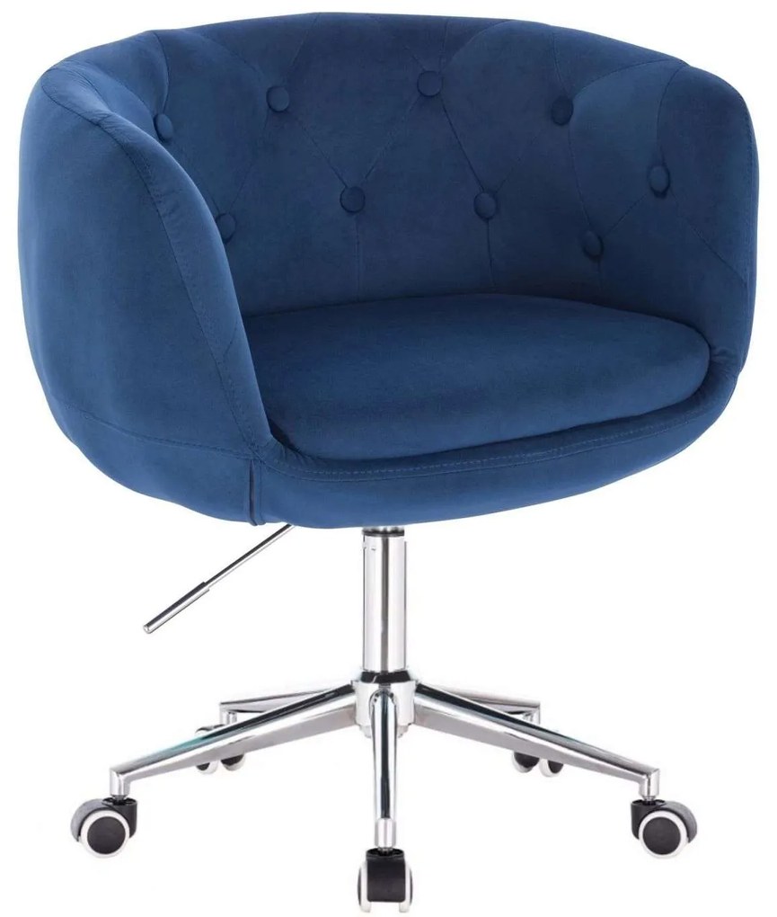 LuxuryForm DESIGN Kreslo MONTANA VELUR na striebornej podstave s kolieskami - modré