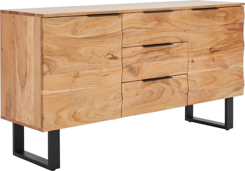 XXXLutz ŠIROKÁ KOMODA, akácia, čierna, farba akácie, 145/76/40 cm Livetastic - Online Only drobný nábytok - 001630021002