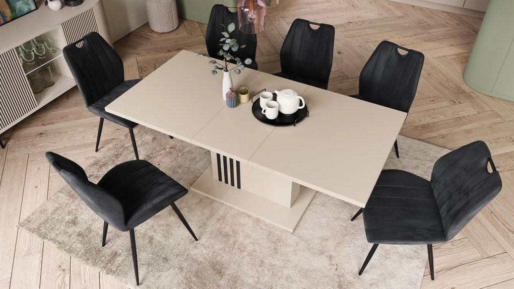 LEONEL Béžový (Šampanský) – MODERNÝ ROZKLADACÍ STÔL AŽ DO 180 cm!