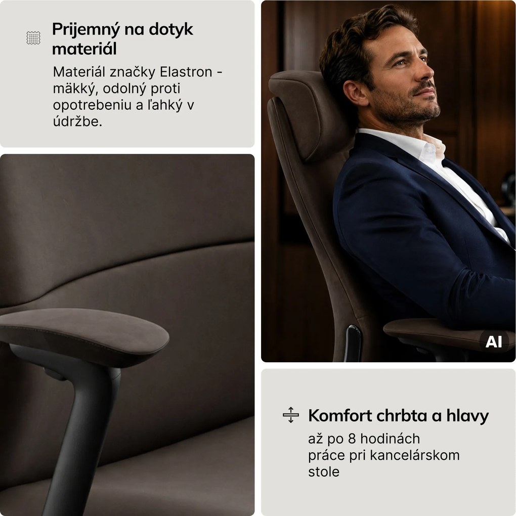 Kreslo kancelárske čalúnené riaditeľské hnedé: COMMAND