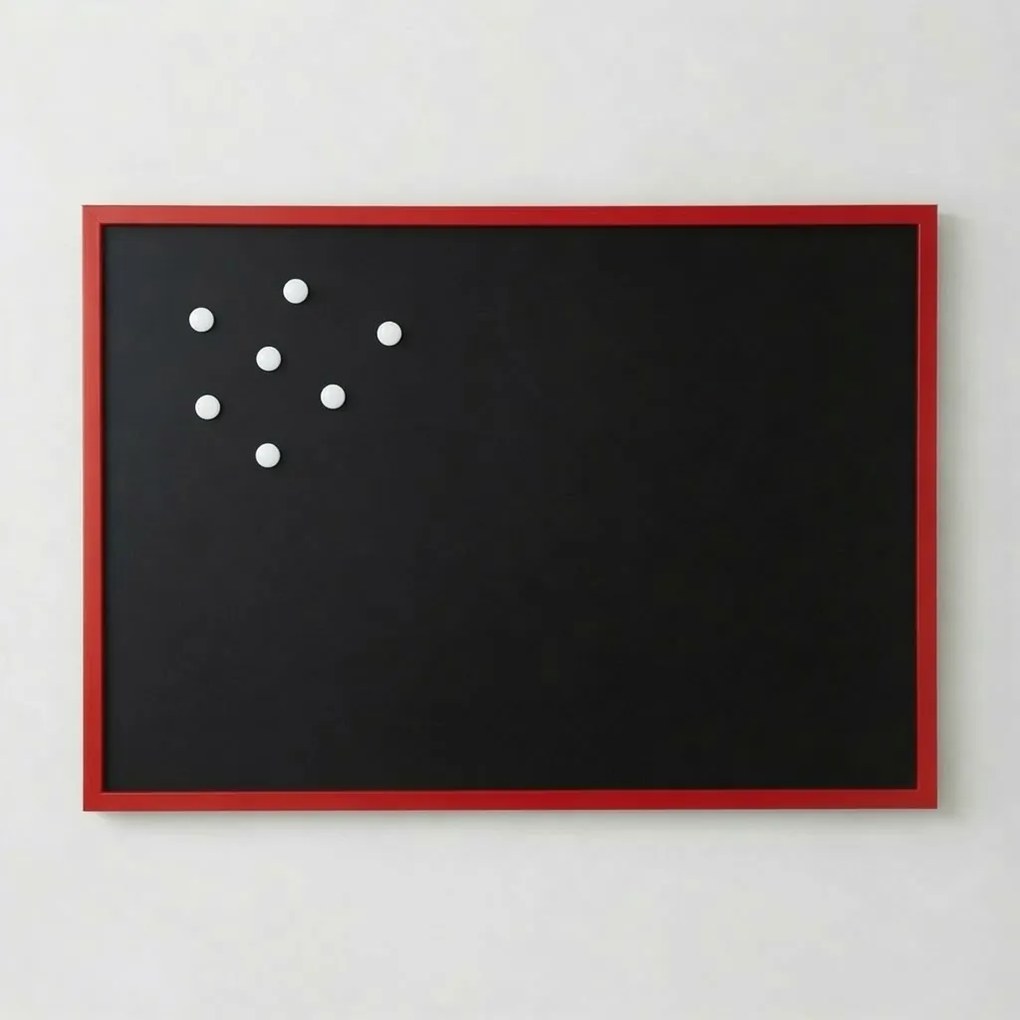 Toptabule.sk Čierna magnetická popisná tabuľa v červenom drevenom ráme COLOR 100×150 cm