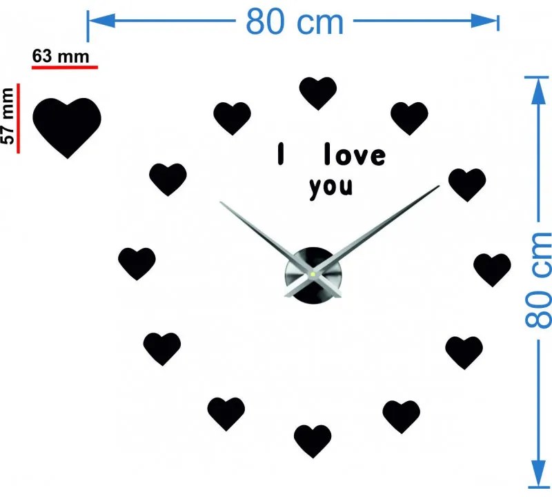 Moderné nalepovacie nástenné hodiny | 3D hodiny 12P014-Wanduhr HEU-