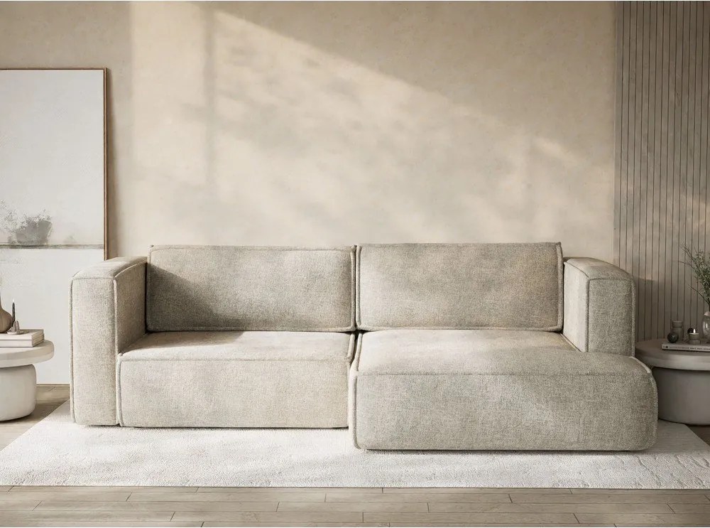 Béžová ženilková rozkladacia/s úložným priestorom rohová pohovka (pravý roh/s leňoškou) Velto – Maison de Rêve