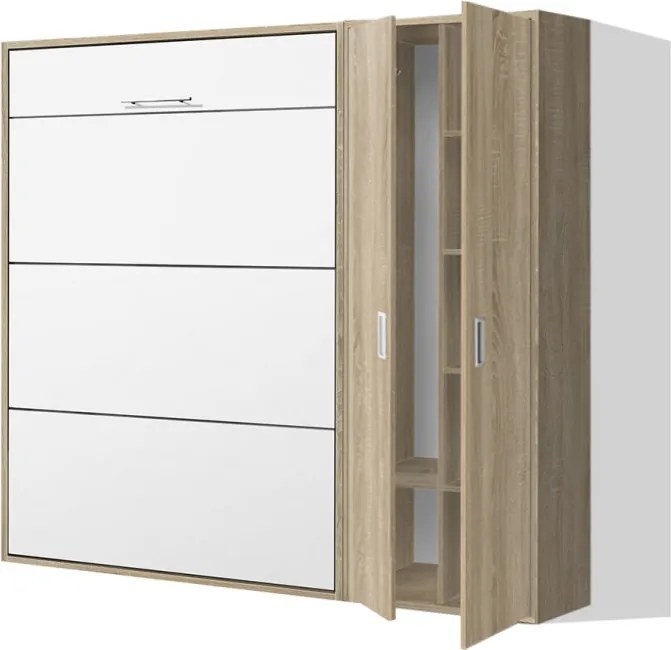 Nabytekmorava Sklápacia posteľ VS 1054 P - 200x140 cm A nosnosť postele: štandardná nosnosť, farba lamina: biela 113