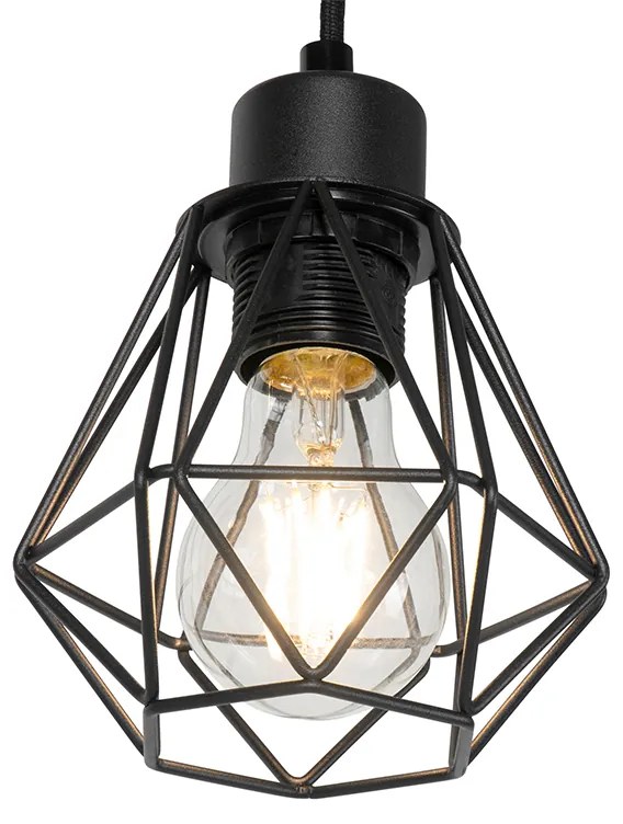 Rustikálna stojaca lampa čierna s drevom 2-svetlo - Chon