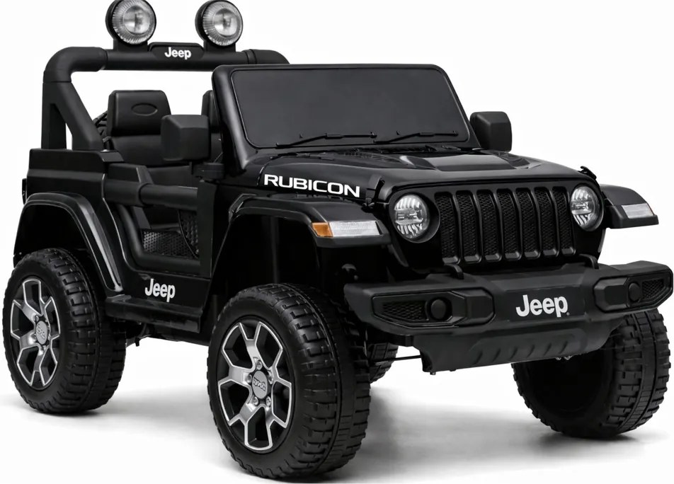 LEAN CARS Elektrické autíčko Jeep Rubicon 4x4, LED, MP3, čierne