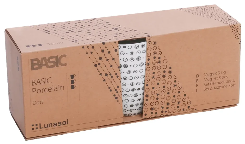 Šálka na mlieko, čaj alebo cappuccino 320 ml set 3 ks - Basic Dots - 490822