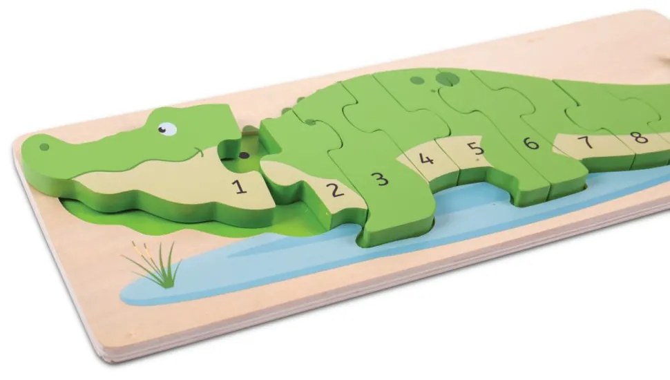 Bigjigs Toys Vkladacie puzzle krokodíl s číslami