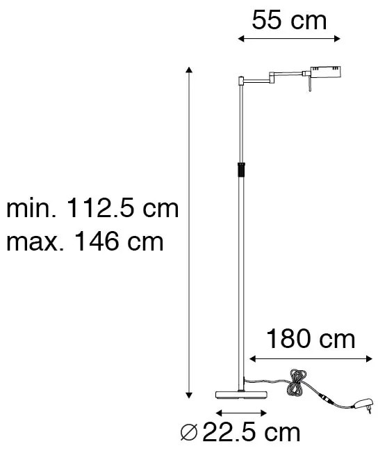 Dizajnová stojaca lampa oceľ vrátane LED s dotykovým stmievačom - Notia