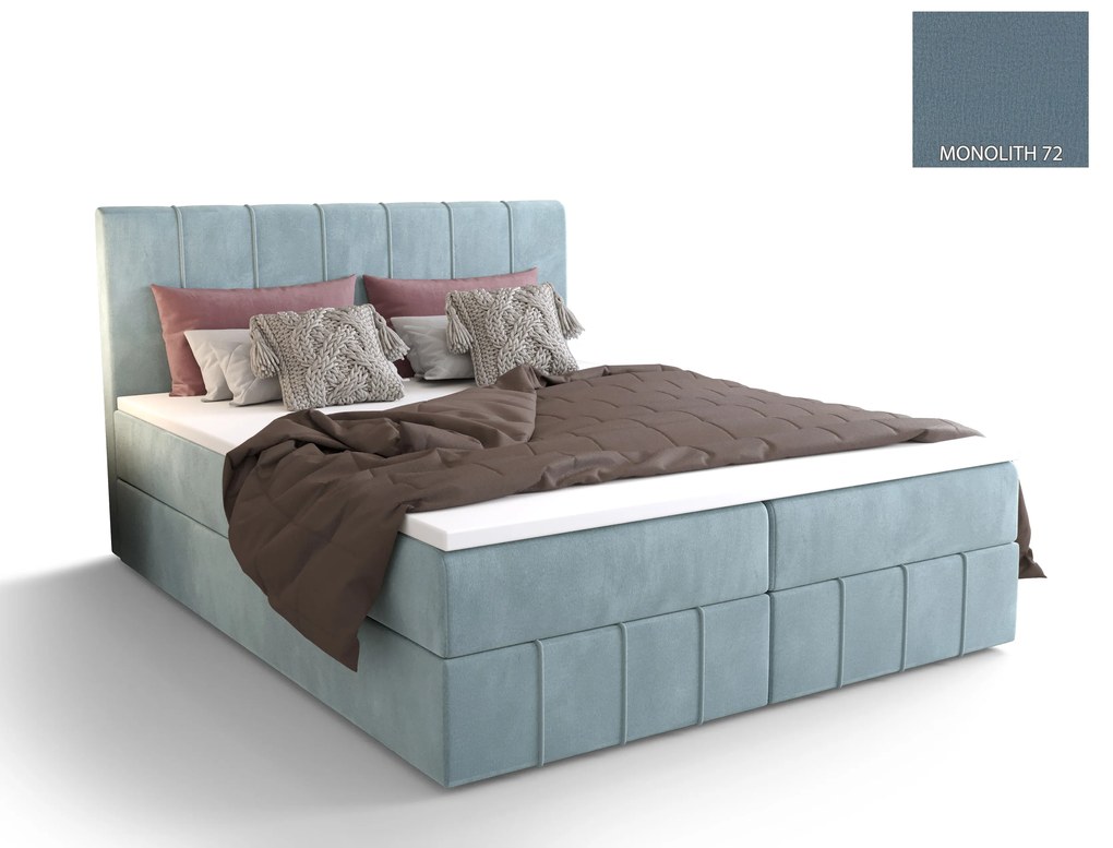 Manželská posteľ Boxspring 160 cm Barack (sivomodrá) (s matracom a úložným priestorom). Vlastná spoľahlivá doprava až k Vám domov. 1046389
