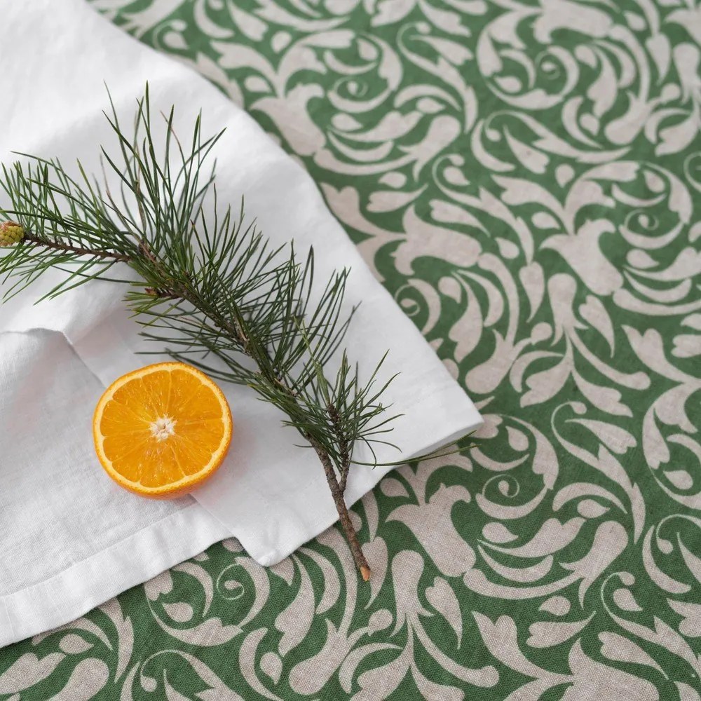 Ľanová utierka 45x65 cm Evergreen Damask – Linen Tales