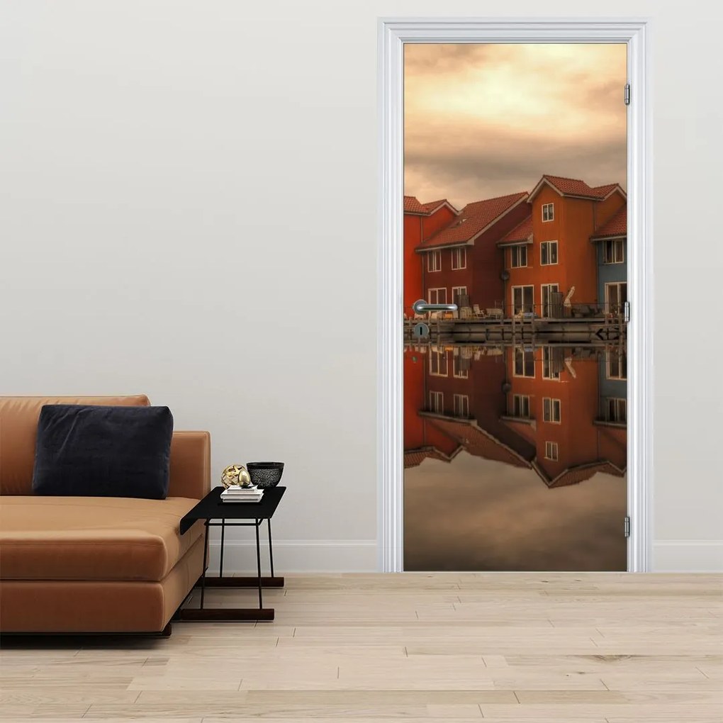 Fototapeta na dvere - Farebné domčeky (95x205cm)
