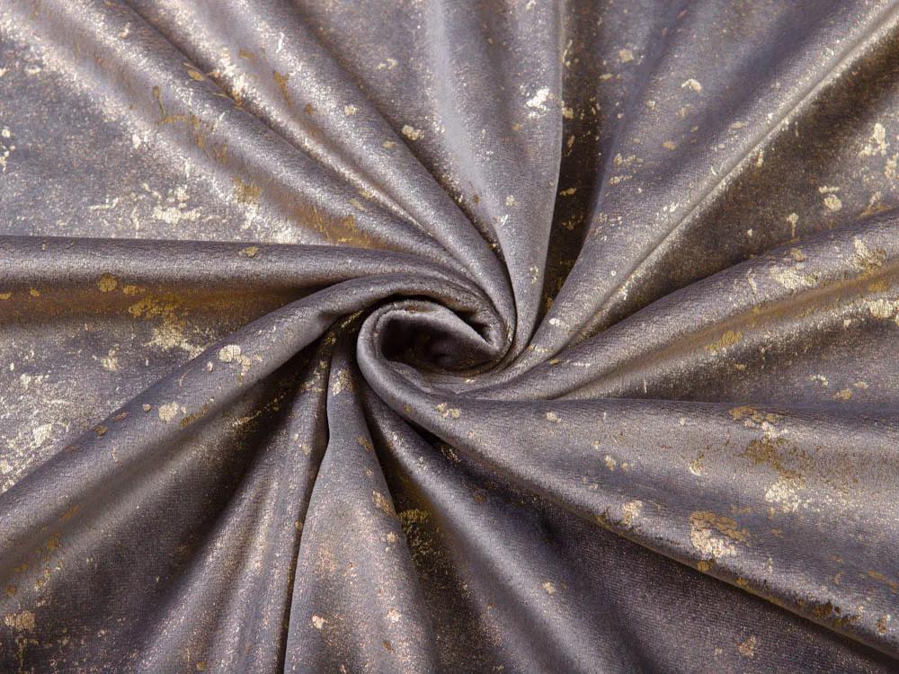 Biante Veľký zamatový oválny obrus Isabela IBL-002 Gold Design sivý 160x200 cm