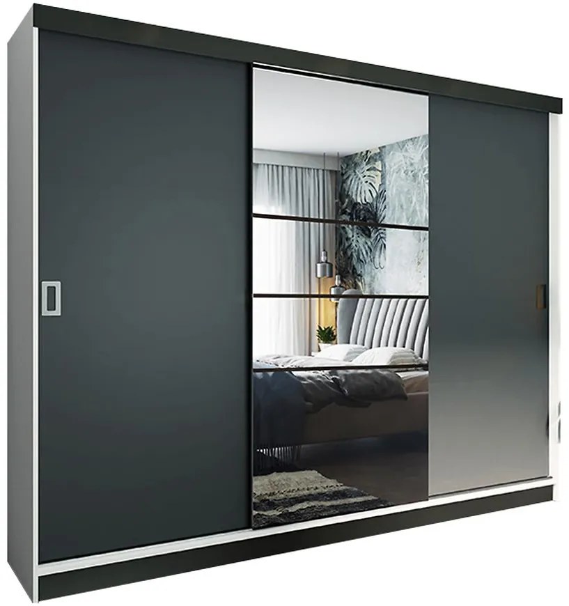 Skriňa Retro 200 6L biely / dvierka grafit