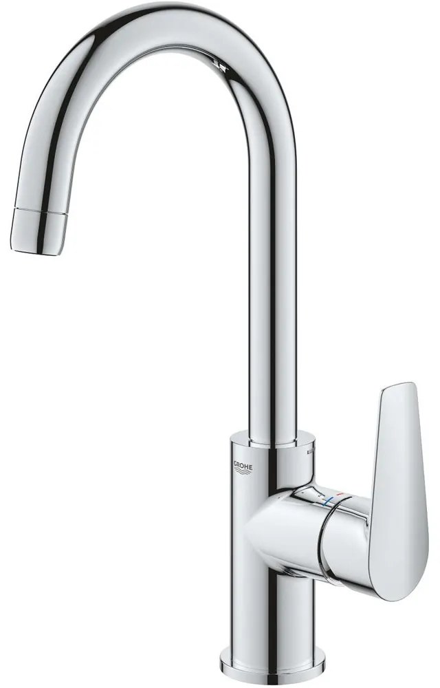 GROHE Start Edge páková umývadlová batéria s otočným výtokom, s odtokovou súpravou s tiahlom, výška výtoku 208 mm, chróm, 24201001