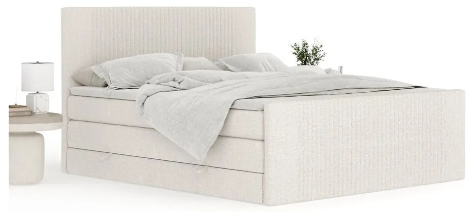 Béžová boxspring posteľ s úložným priestorom 180x200 cm Bergamo – Maison de Rêve