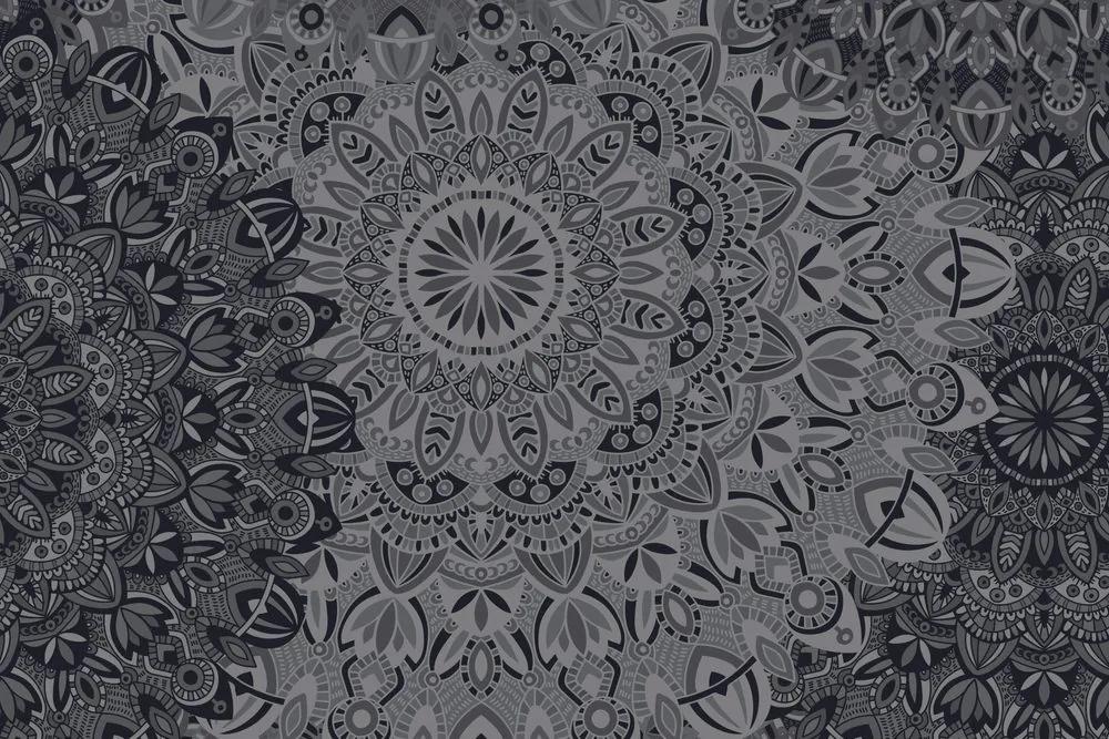 Samolepiaca tapeta štýlová Mandala v čiernobielom prevedení