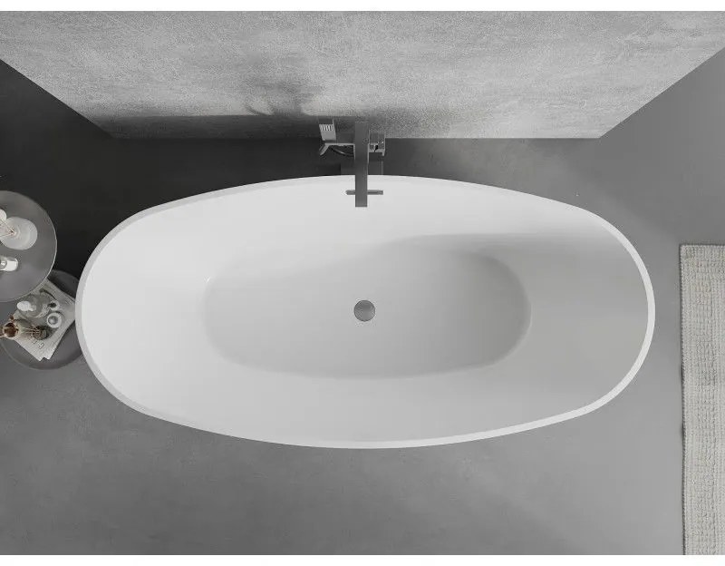 Mexen Lira, voľne stojaca vaňa, vzor, 170 × 80 cm, biela lesklá, brúsený grafit prepad, 52831708000-66