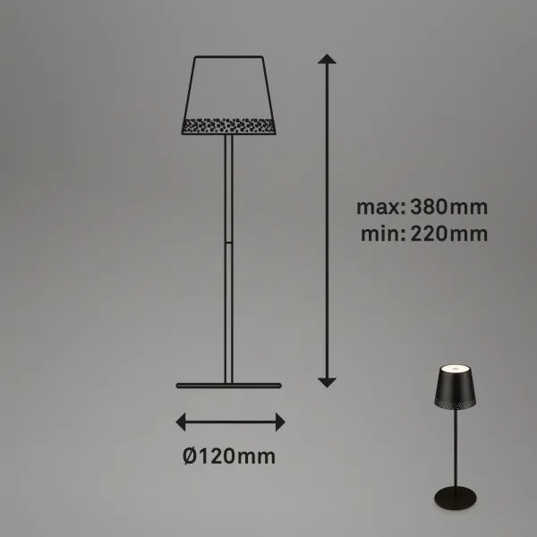 Brilo - LED nabíjateľná dotyková stolná lampa KIKI LED/2,6W/5V IP44 2600 mAh čierna