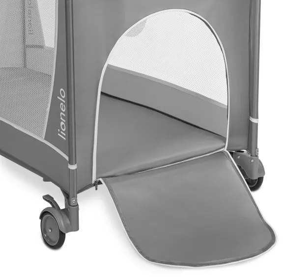 Lionelo - Cestovná postieľka FLOWER Sivý kameň