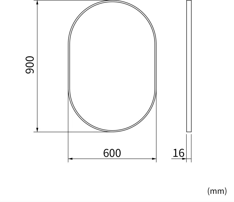 Erga Oval, oválne zrkadlo 60x90cm, zlatý rám, ERG-V01-OVAL-6090-GD