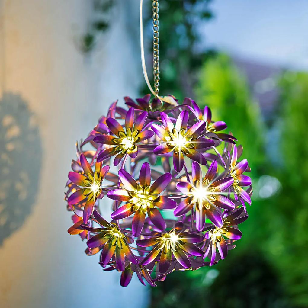 Solárna závesná dekorácia Flora, lila