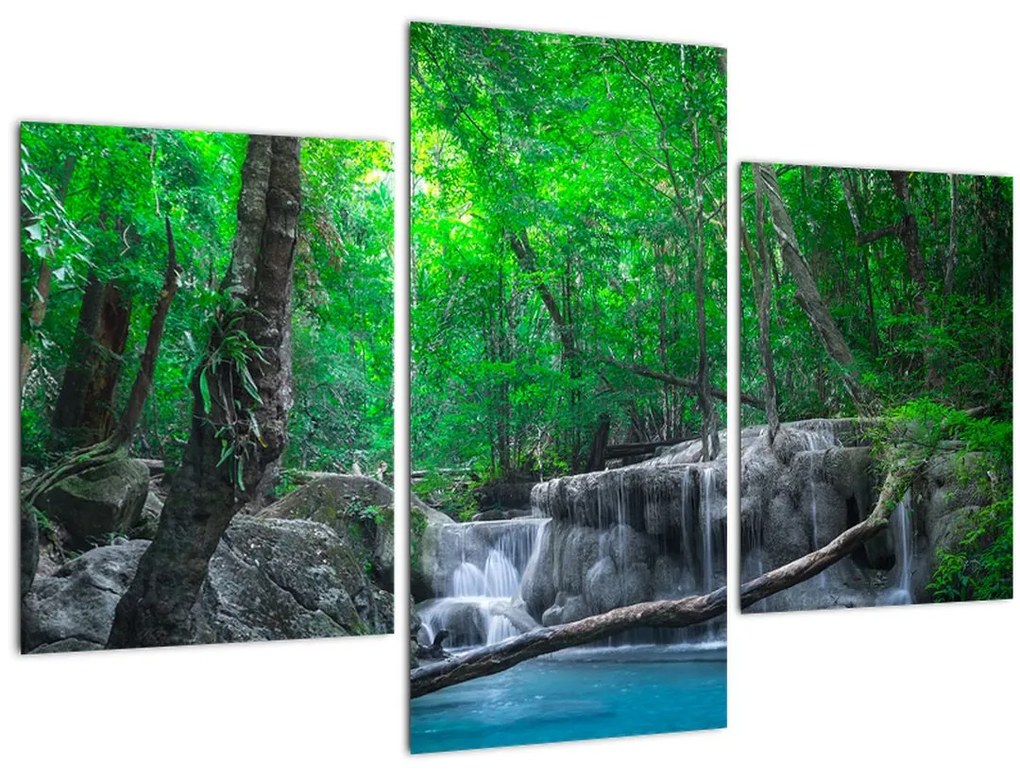 Obraz - Vodopád Erawan, Kanchanaburi, Thajsko (90x60 cm)