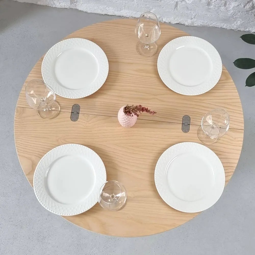 Okrúhly rozkladací jedálenský stôl s doskou v dekore jaseňového dreva 45x90 cm Jubi – Ragaba