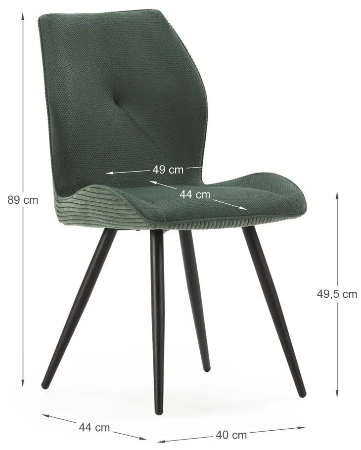 Zelené menčestrové jedálenské stoličky v súprave 2 ks Adaya – Marckeric