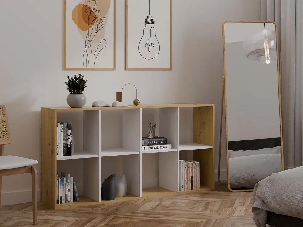 Regál Malax 2x4 147 cm dub Artisan/biely