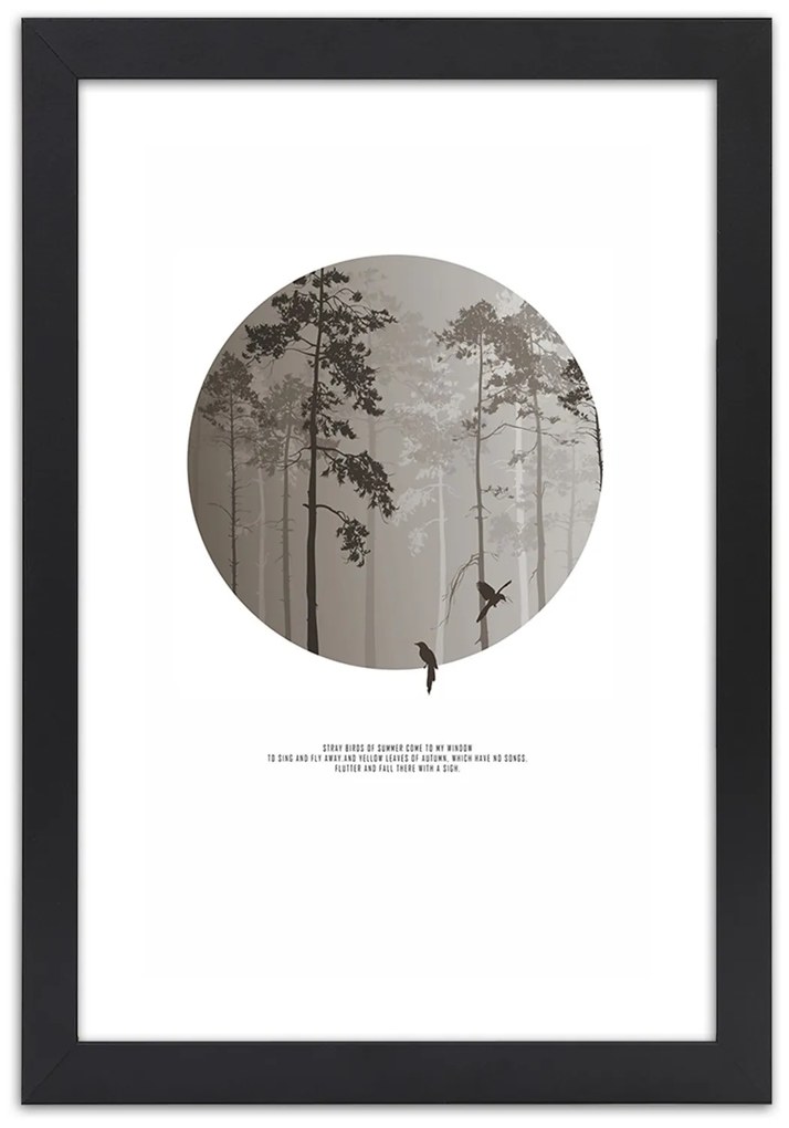 Gario Plagát Vtáky v lese Farba rámu: Bez rámu, Rozmery: 30 x 45 cm
