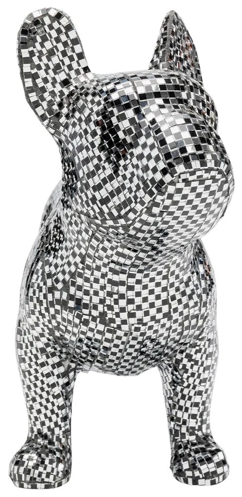 Bulldog Disco dekorácia strieborná 36 cm