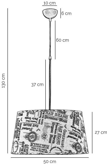 ONLI - Luster na lanku MAIDA 1xE27/15W/230V pr. 50 cm hnedá